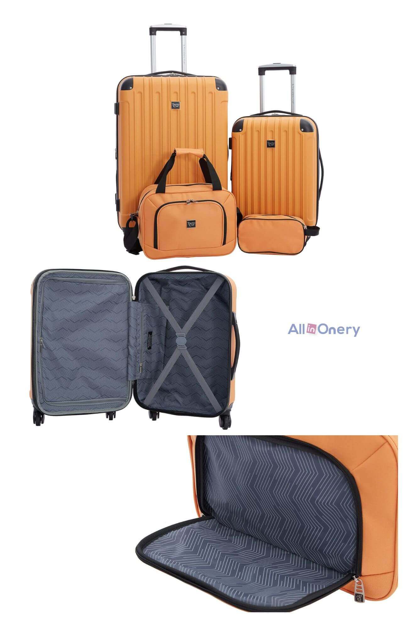 Travelers Club Midtown Butterscotch 4-Piece Set Hardside Luggage Travel